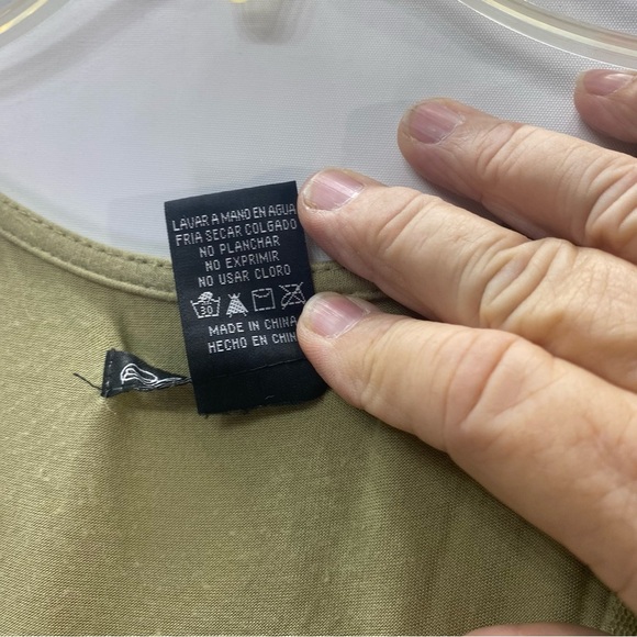 Simply Irresistible Feminine Boho T-shirt  XL Green Satin Cording Bodice Flowy - Picture 6 of 9